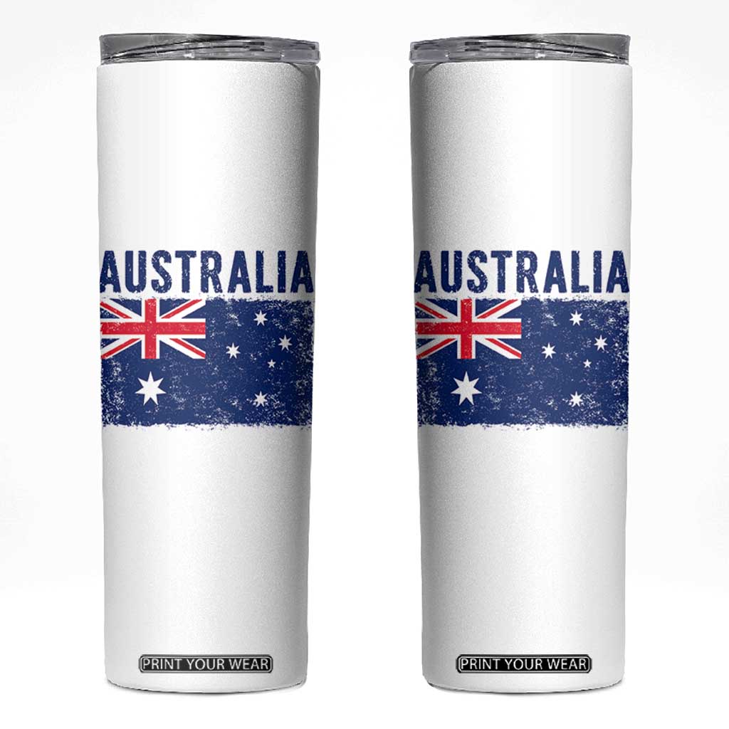 Vintage Australia Flag Skinny Tumbler Distressed Patriotic Country Pride Graphic