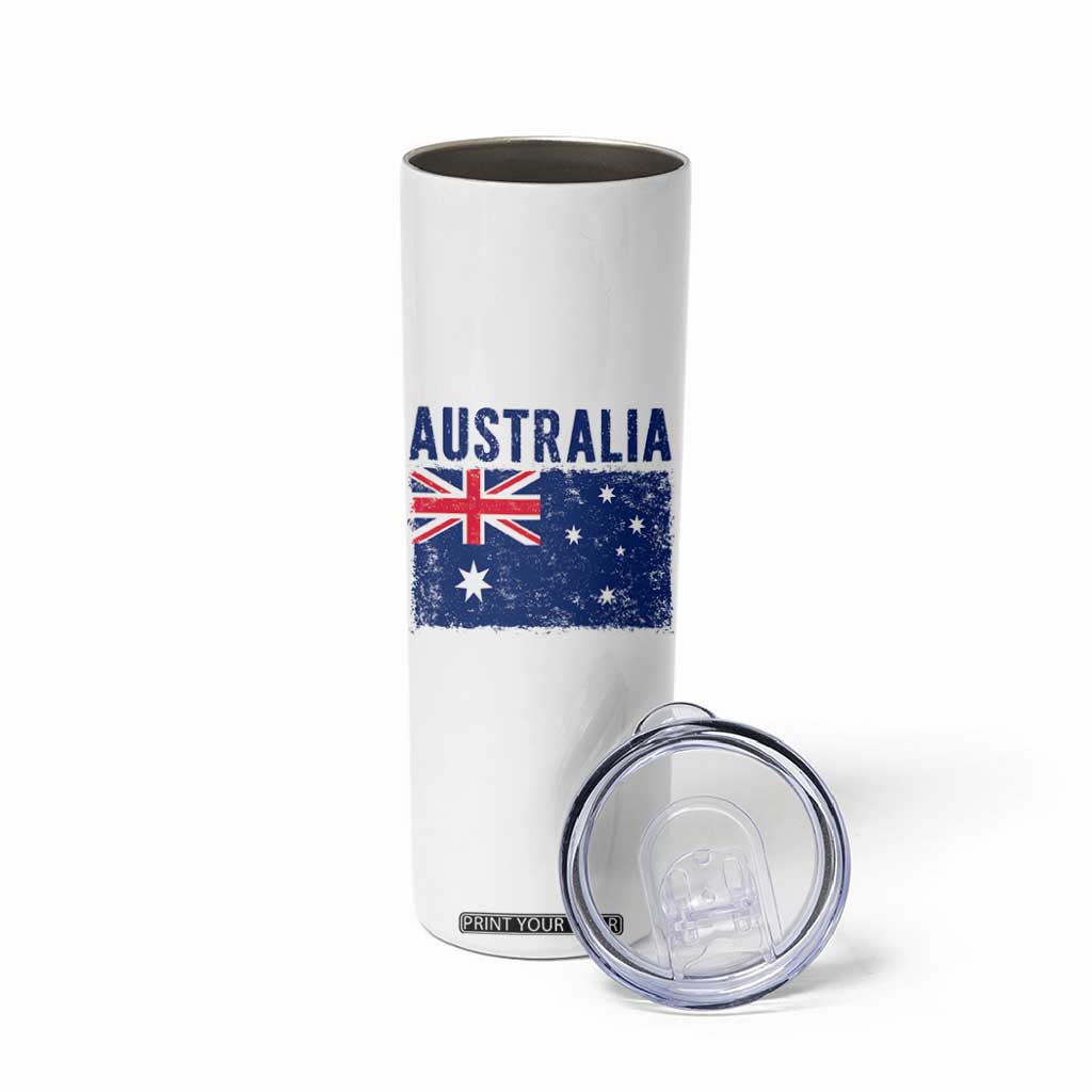 Vintage Australia Flag Skinny Tumbler Distressed Patriotic Country Pride Graphic
