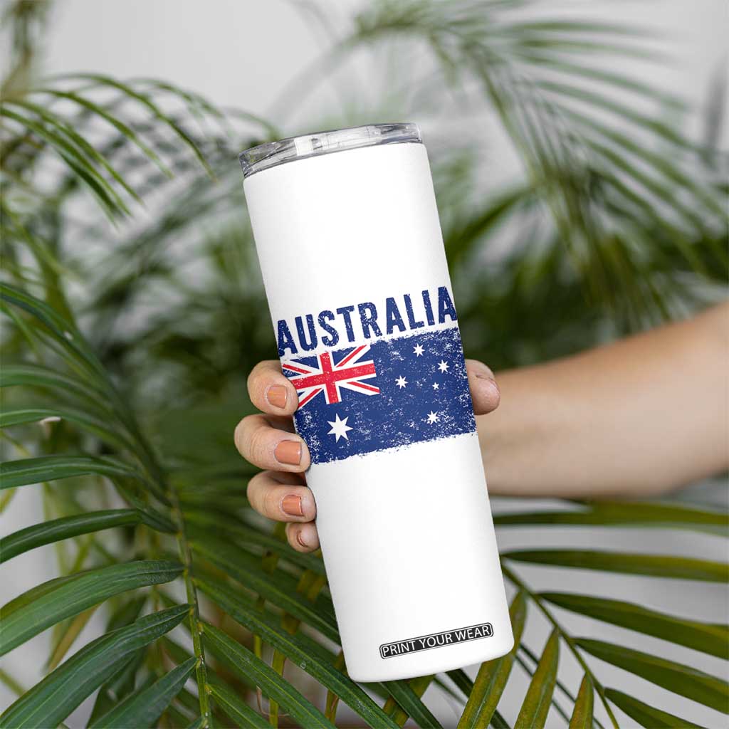 Vintage Australia Flag Skinny Tumbler Distressed Patriotic Country Pride Graphic