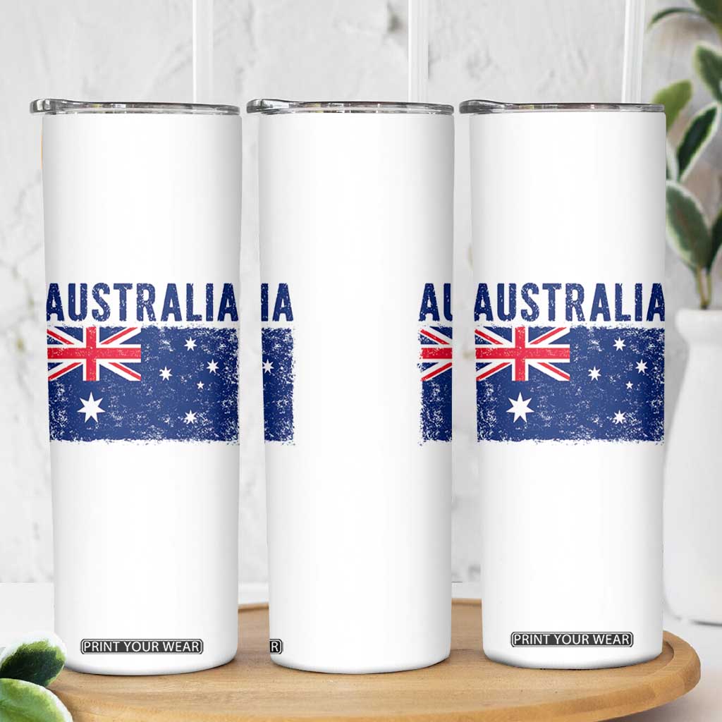 Vintage Australia Flag Skinny Tumbler Distressed Patriotic Country Pride Graphic