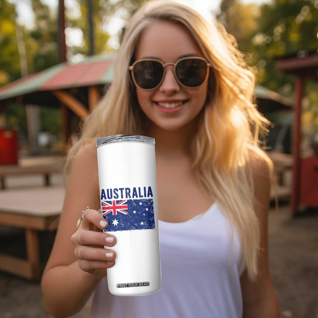 Vintage Australia Flag Skinny Tumbler Distressed Patriotic Country Pride Graphic