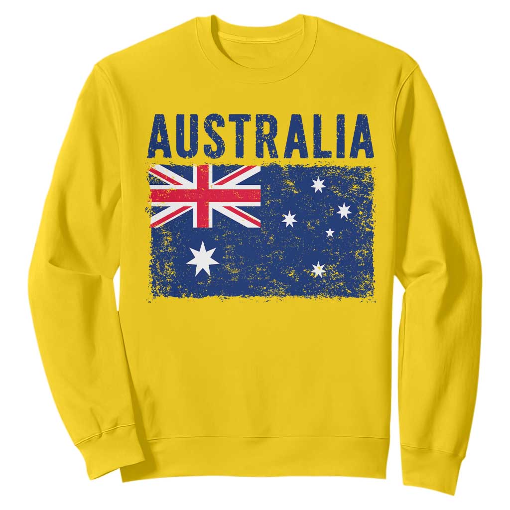 Vintage Australia Flag Sweatshirt Distressed Patriotic Country Pride Graphic
