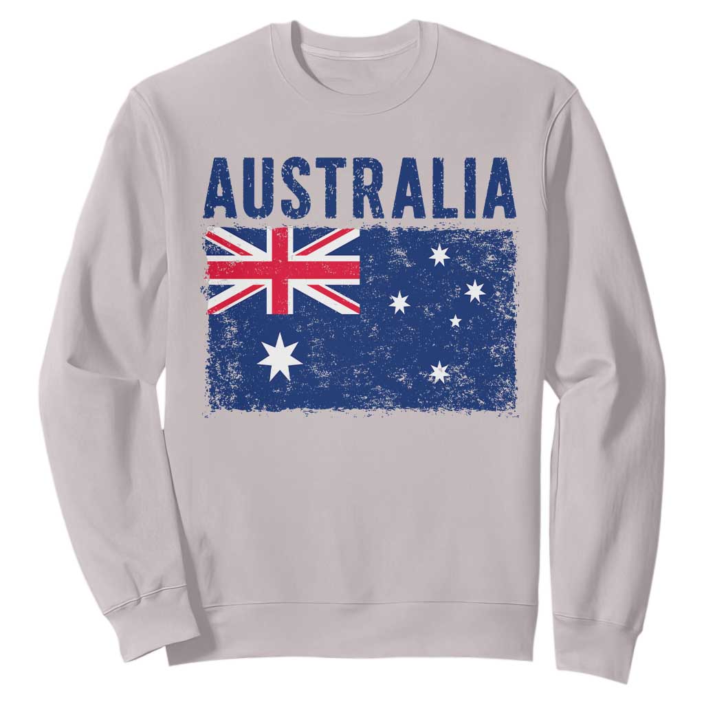Vintage Australia Flag Sweatshirt Distressed Patriotic Country Pride Graphic