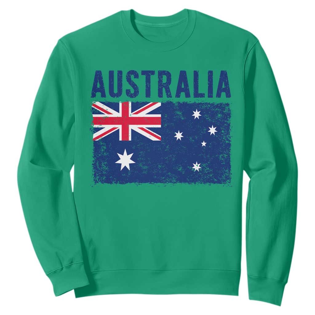 Vintage Australia Flag Sweatshirt Distressed Patriotic Country Pride Graphic
