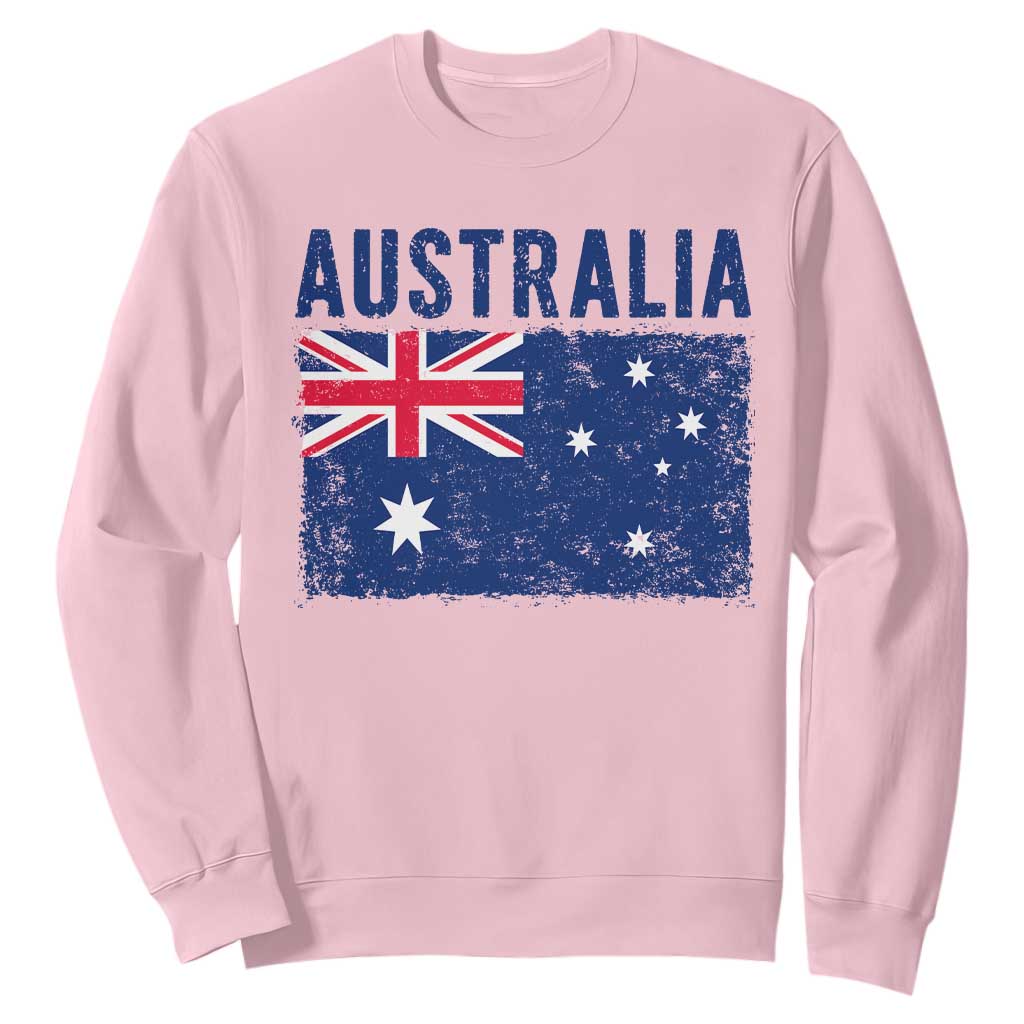 Vintage Australia Flag Sweatshirt Distressed Patriotic Country Pride Graphic