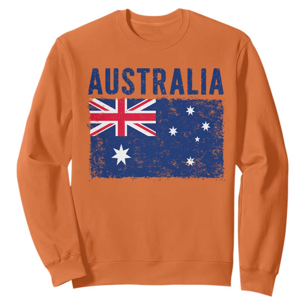 Vintage Australia Flag Sweatshirt Distressed Patriotic Country Pride Graphic