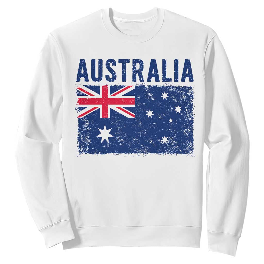 Vintage Australia Flag Sweatshirt Distressed Patriotic Country Pride Graphic