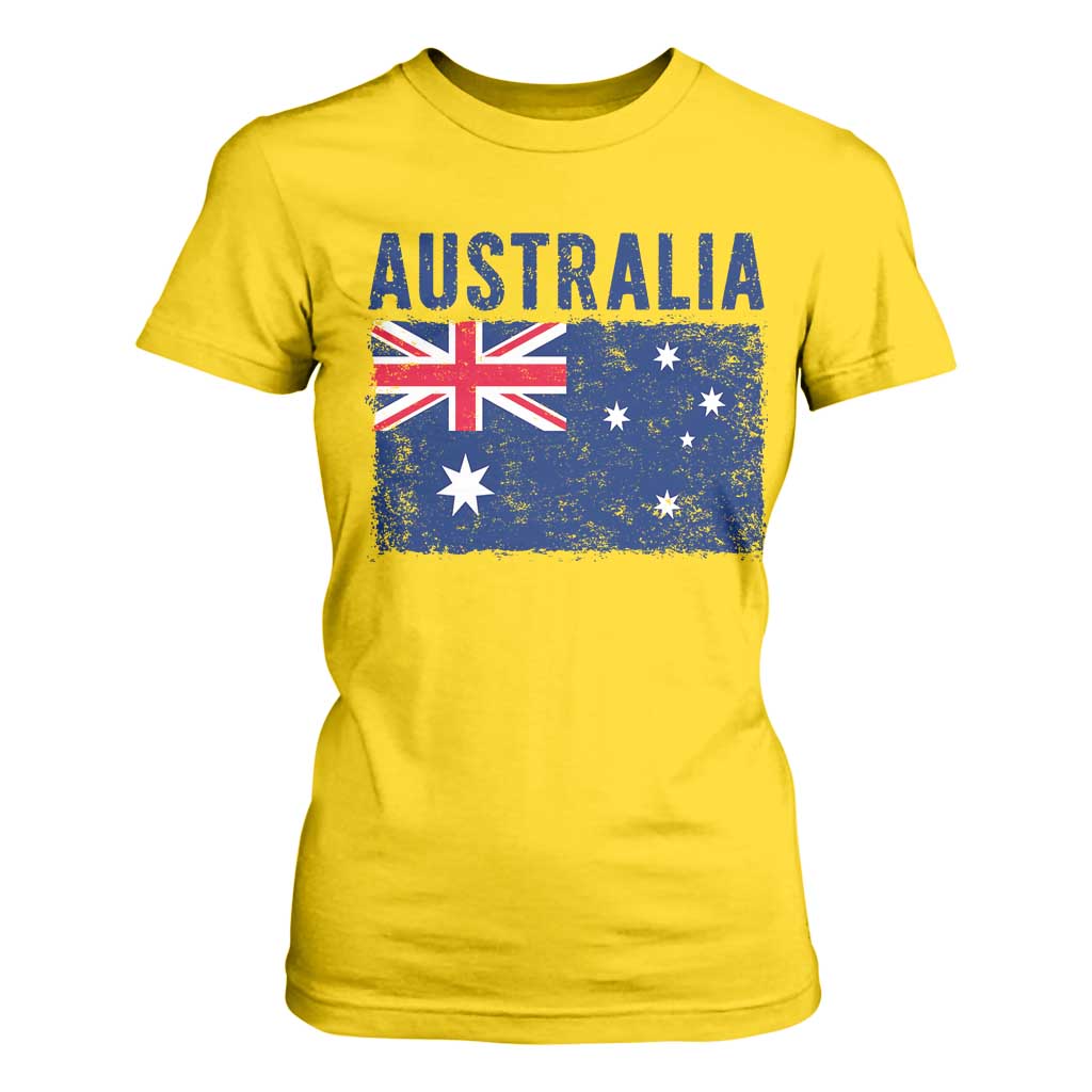 Vintage Australia Flag T Shirt For Women Distressed Patriotic Country Pride Graphic