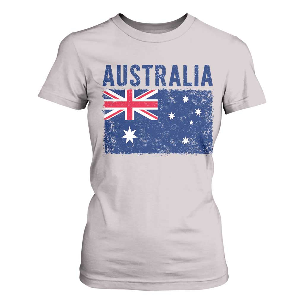 Vintage Australia Flag T Shirt For Women Distressed Patriotic Country Pride Graphic
