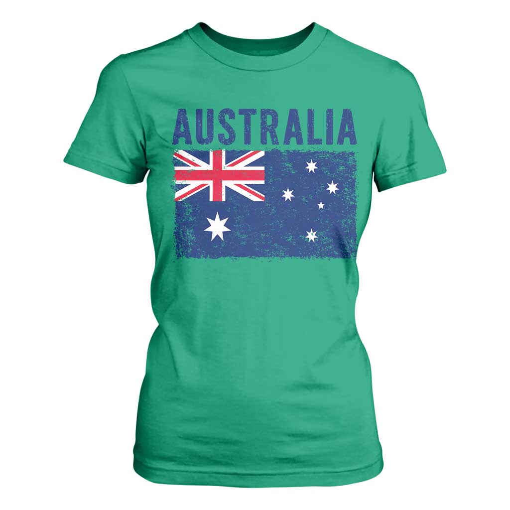 Vintage Australia Flag T Shirt For Women Distressed Patriotic Country Pride Graphic