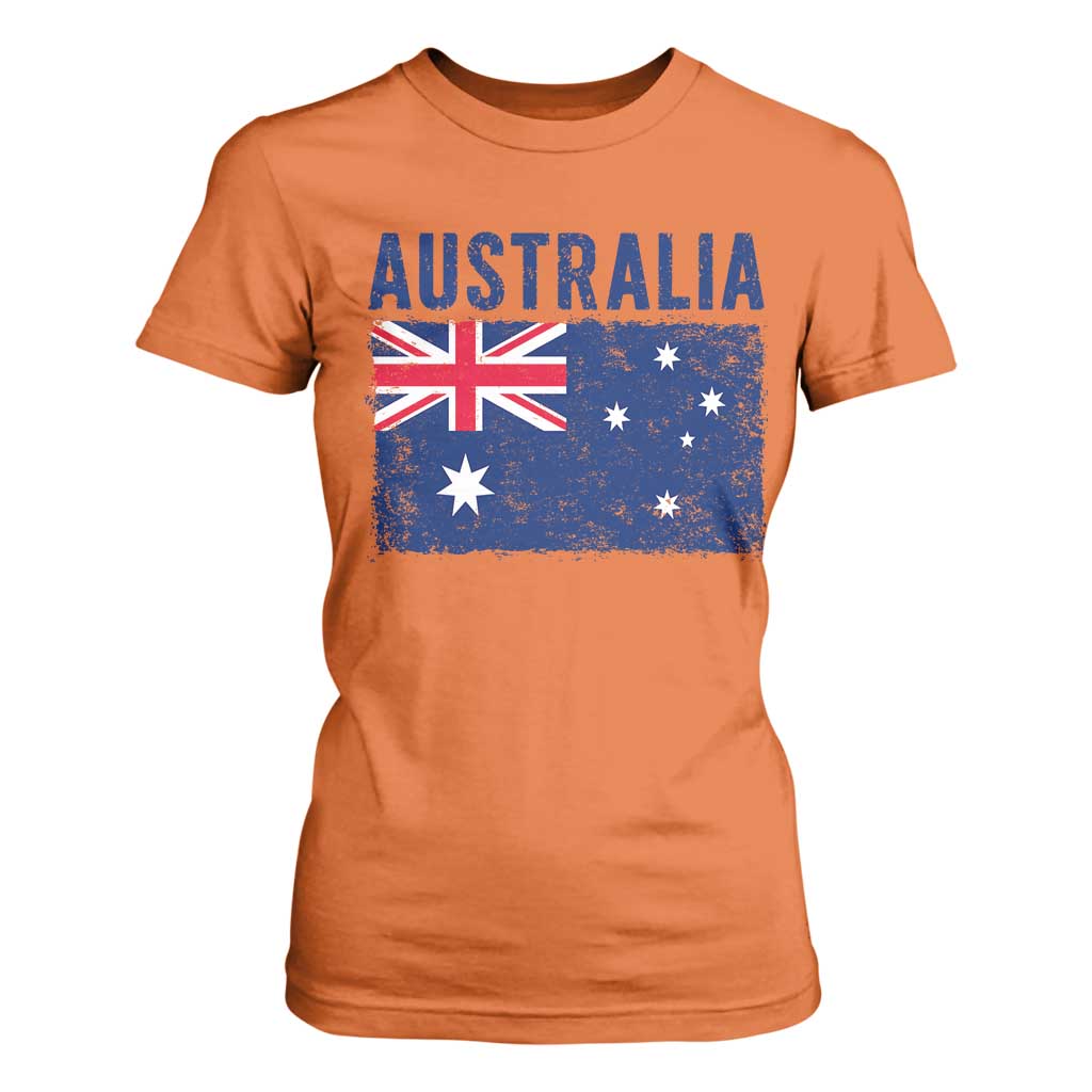 Vintage Australia Flag T Shirt For Women Distressed Patriotic Country Pride Graphic