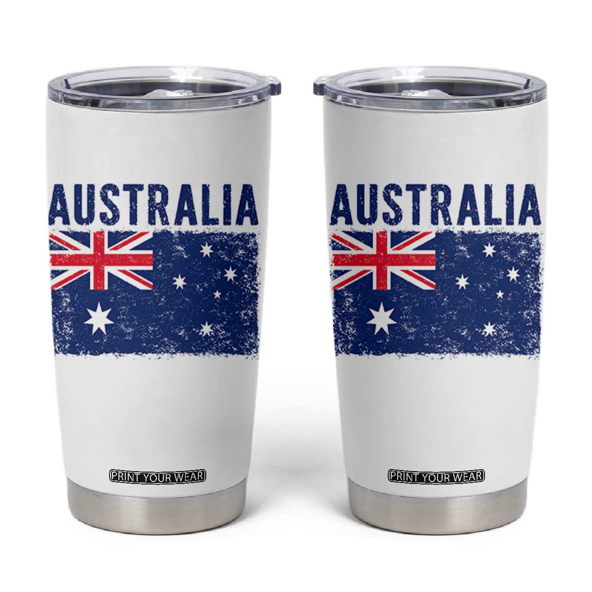 Vintage Australia Flag Tumbler Cup Distressed Patriotic Country Pride Graphic TS10 White Print Your Wear