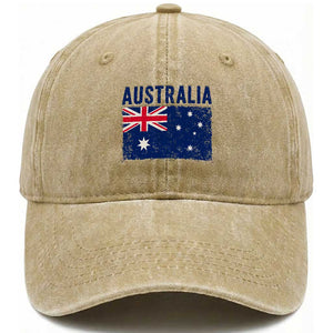 Vintage Australia Flag Washed Cotton Baseball Cap Distressed Patriotic Country Pride Graphic