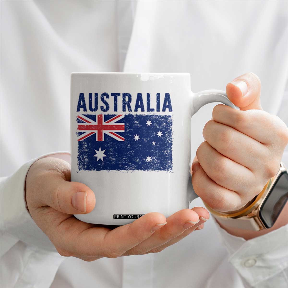Vintage Australia Flag Coffee Mug Distressed Patriotic Country Pride Graphic