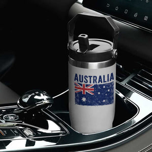 Vintage Australia Flag Flip Straw Tumbler Distressed Patriotic Country Pride Graphic