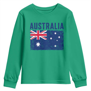 Vintage Australia Flag Youth Sweatshirt Distressed Patriotic Country Pride Graphic