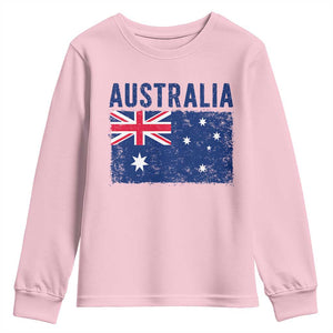 Vintage Australia Flag Youth Sweatshirt Distressed Patriotic Country Pride Graphic