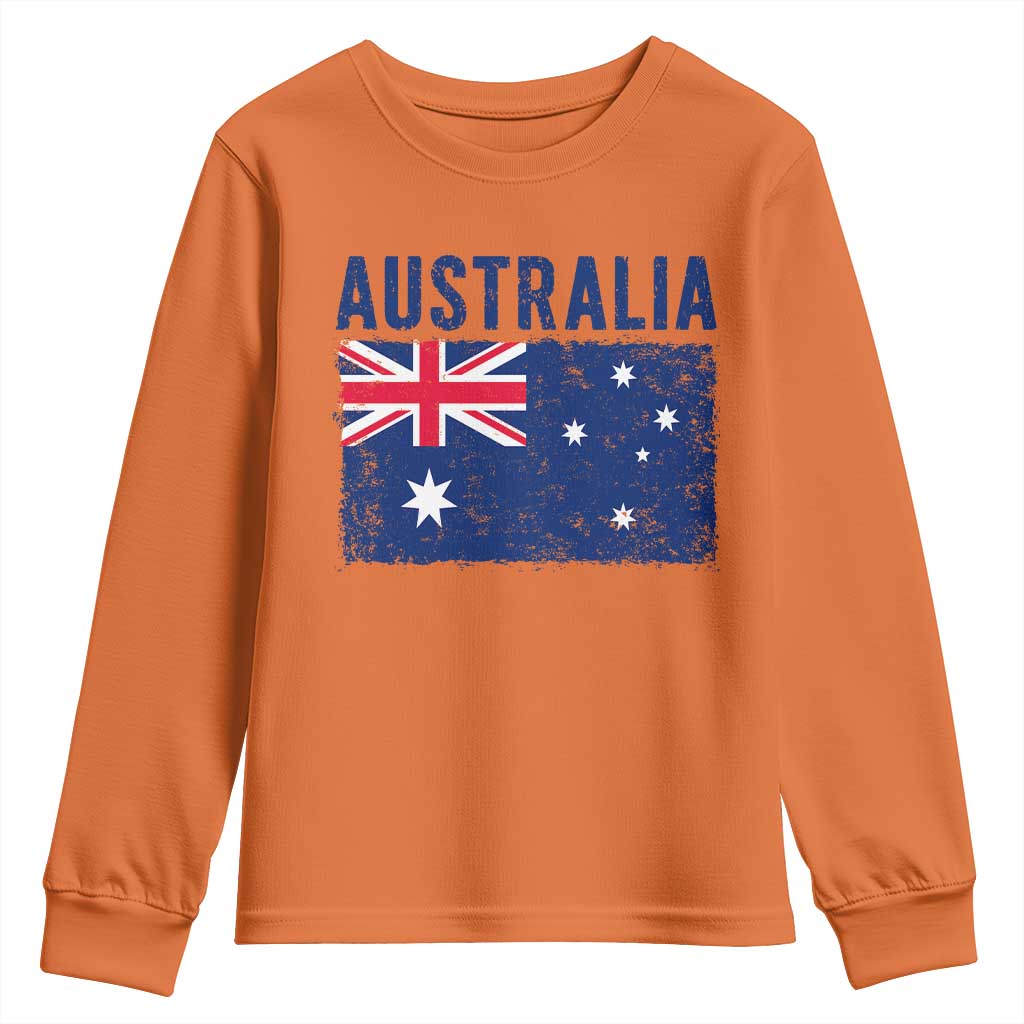 Vintage Australia Flag Youth Sweatshirt Distressed Patriotic Country Pride Graphic