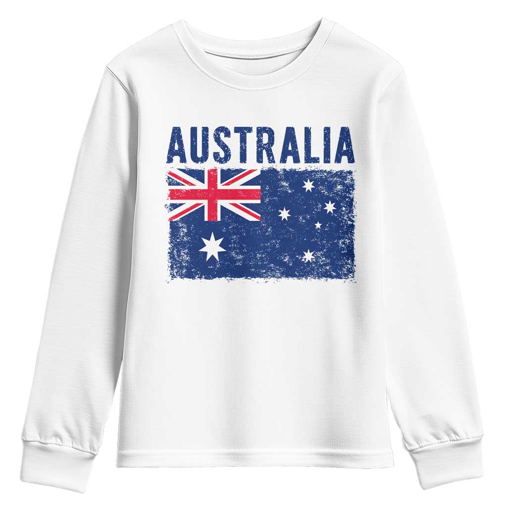 Vintage Australia Flag Youth Sweatshirt Distressed Patriotic Country Pride Graphic