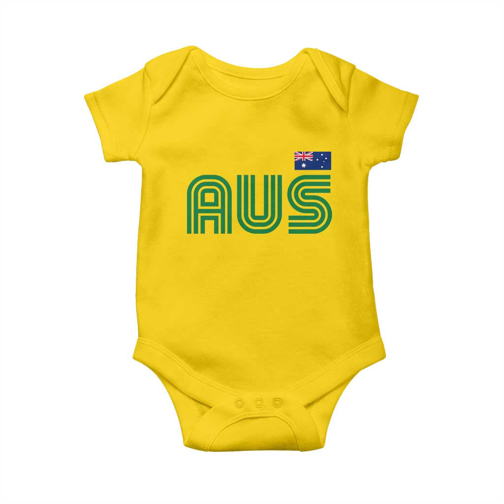 Retro Australia Baby Onesie AUS Green Australian Flag Country Pride Graphic