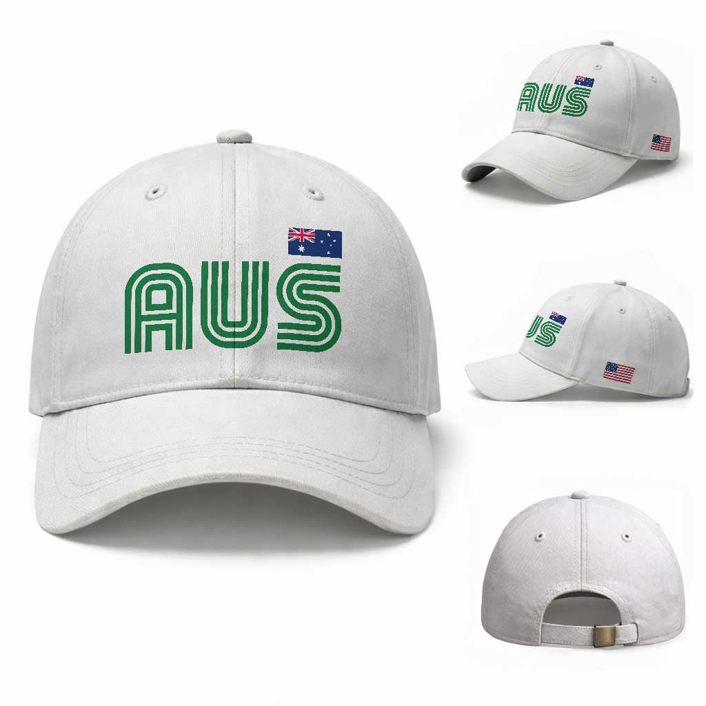 Retro Australia Baseball Cap AUS Green Australian Flag Country Pride Graphic