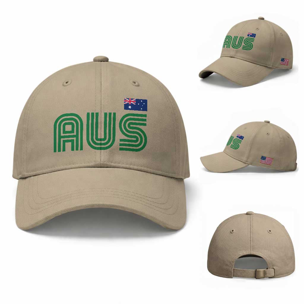 Retro Australia Baseball Cap AUS Green Australian Flag Country Pride Graphic