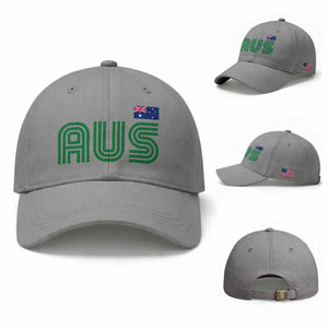 Retro Australia Baseball Cap AUS Green Australian Flag Country Pride Graphic