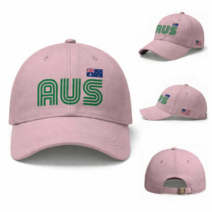Retro Australia Baseball Cap AUS Green Australian Flag Country Pride Graphic