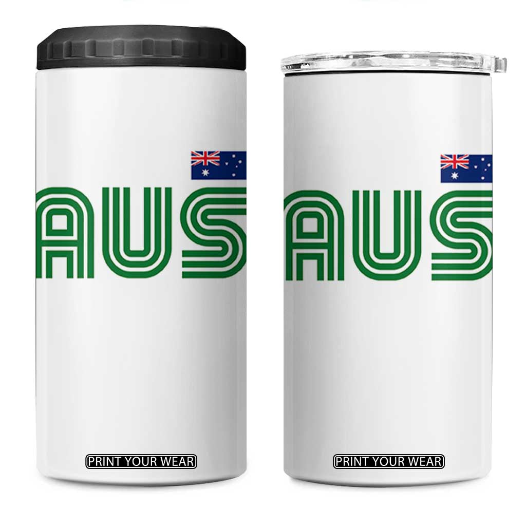 Retro Australia 4 in 1 Can Cooler Tumbler AUS Green Australian Flag Country Pride Graphic