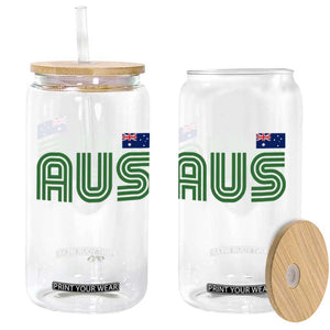 Retro Australia Glass Can AUS Green Australian Flag Country Pride Graphic