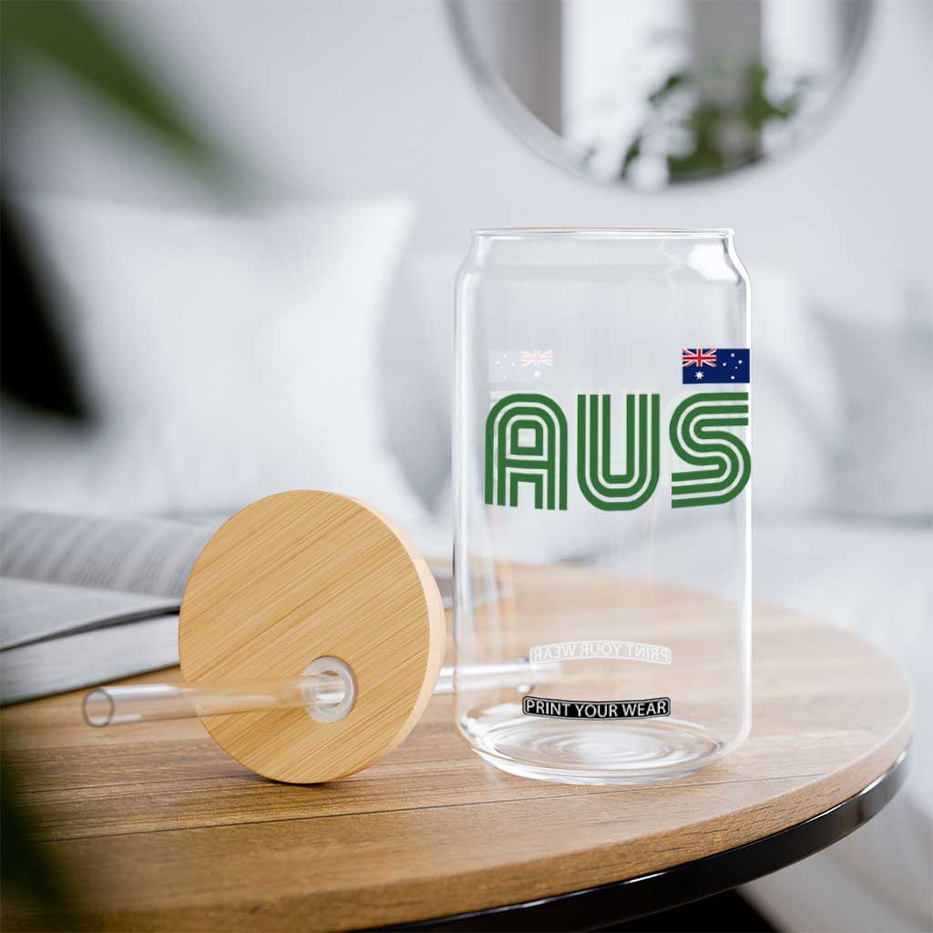 Retro Australia Glass Can AUS Green Australian Flag Country Pride Graphic