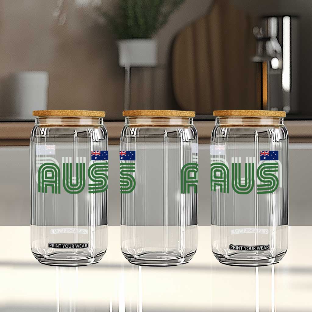 Retro Australia Glass Can AUS Green Australian Flag Country Pride Graphic