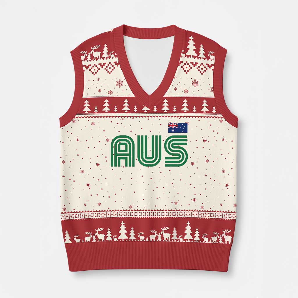 Retro Australia V-Neck Knit Sweater Vest AUS Green Australian Flag Country Pride Graphic