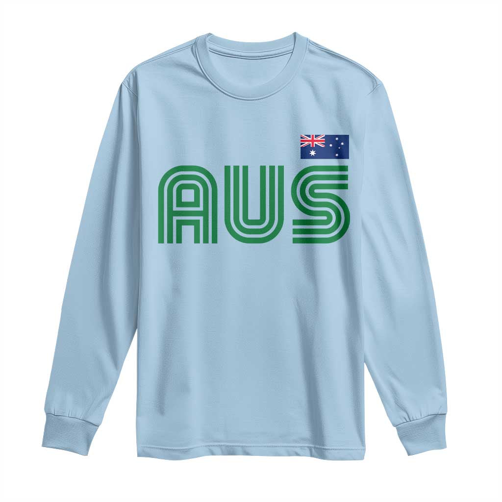 Retro Australia Long Sleeve Shirt AUS Green Australian Flag Country Pride Graphic