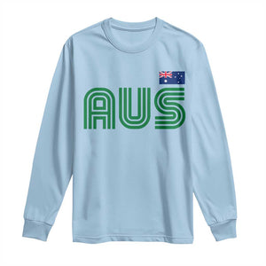 Retro Australia Long Sleeve Shirt AUS Green Australian Flag Country Pride Graphic