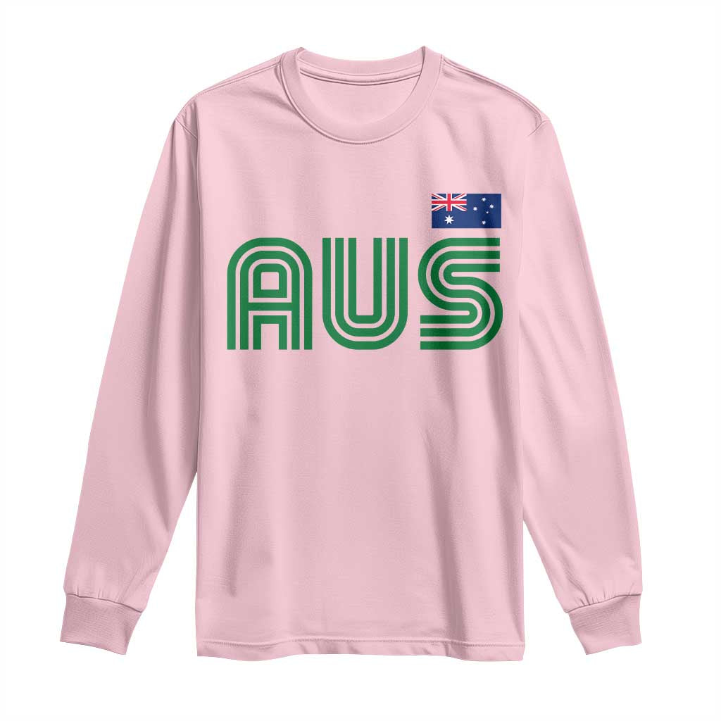 Retro Australia Long Sleeve Shirt AUS Green Australian Flag Country Pride Graphic