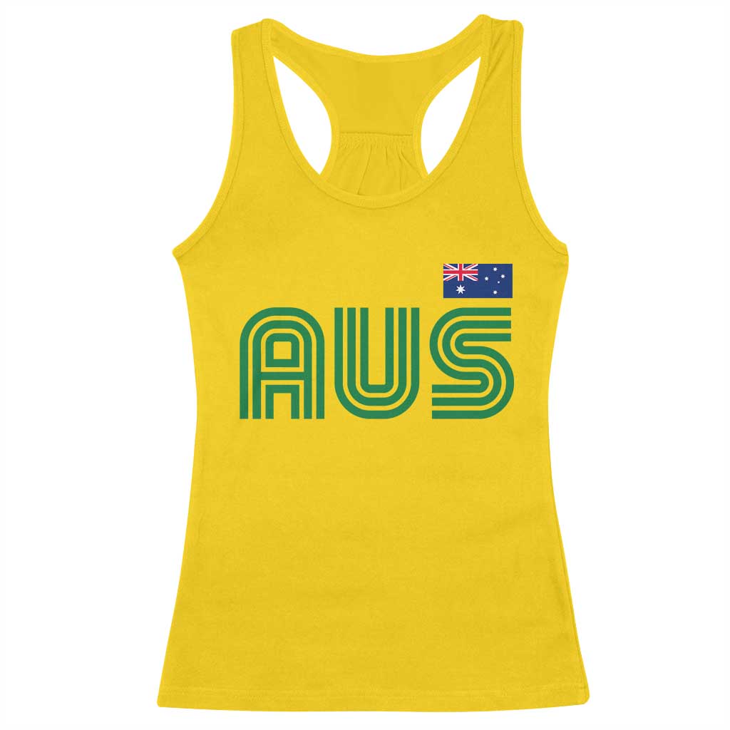 Retro Australia Racerback Tank Top AUS Green Australian Flag Country Pride Graphic