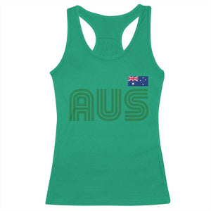 Retro Australia Racerback Tank Top AUS Green Australian Flag Country Pride Graphic