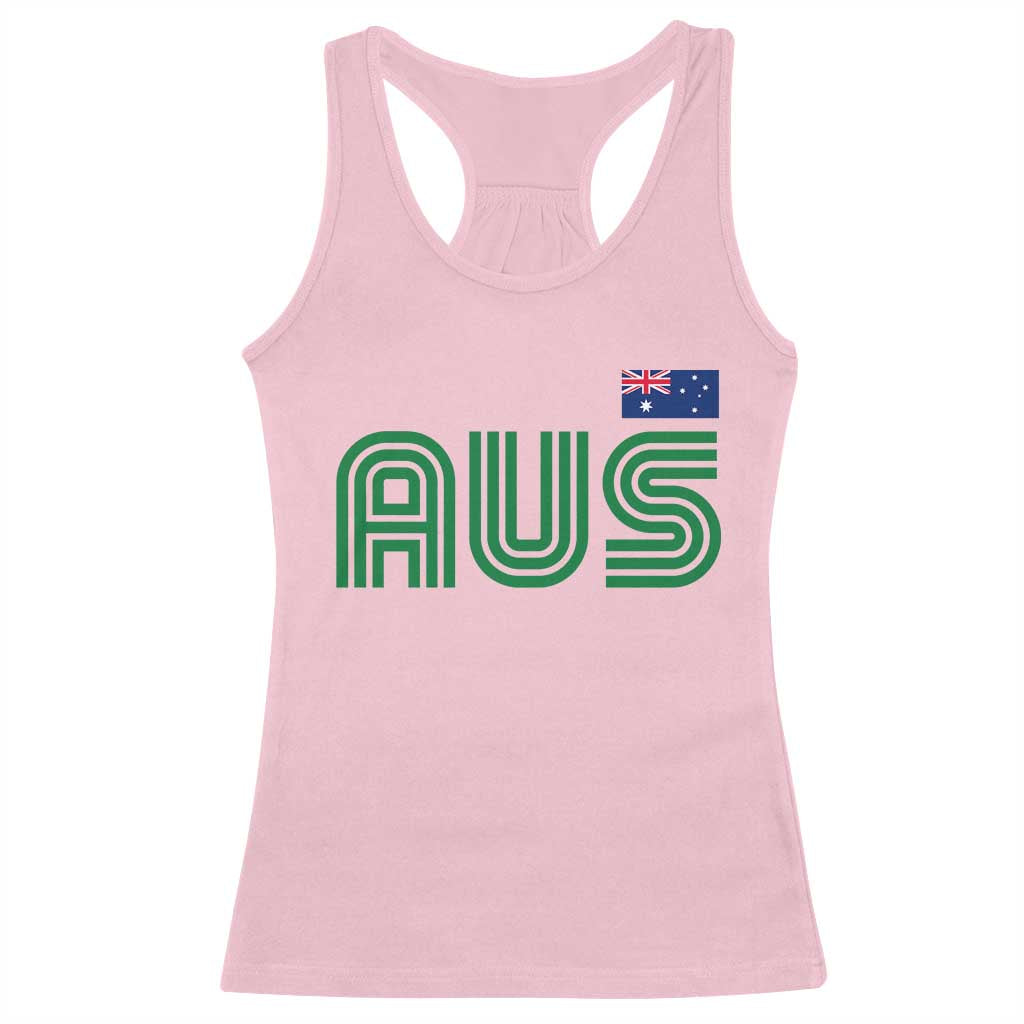 Retro Australia Racerback Tank Top AUS Green Australian Flag Country Pride Graphic