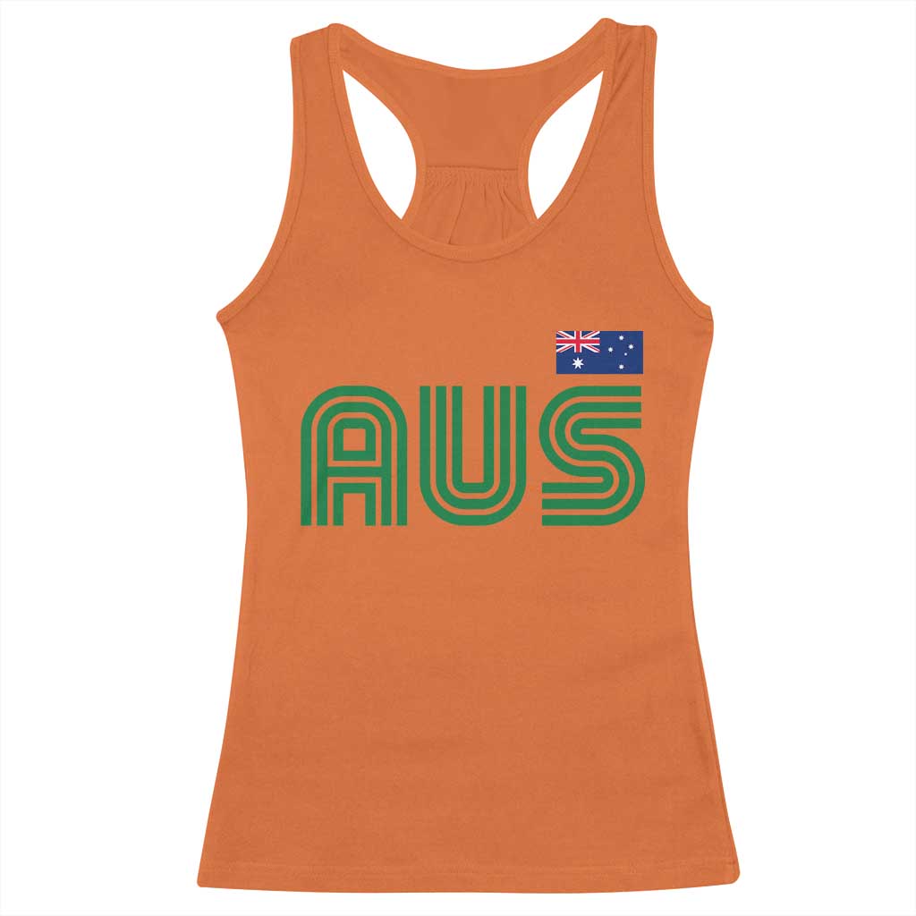 Retro Australia Racerback Tank Top AUS Green Australian Flag Country Pride Graphic