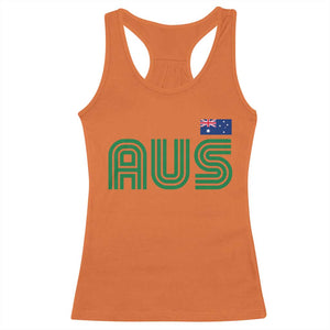 Retro Australia Racerback Tank Top AUS Green Australian Flag Country Pride Graphic