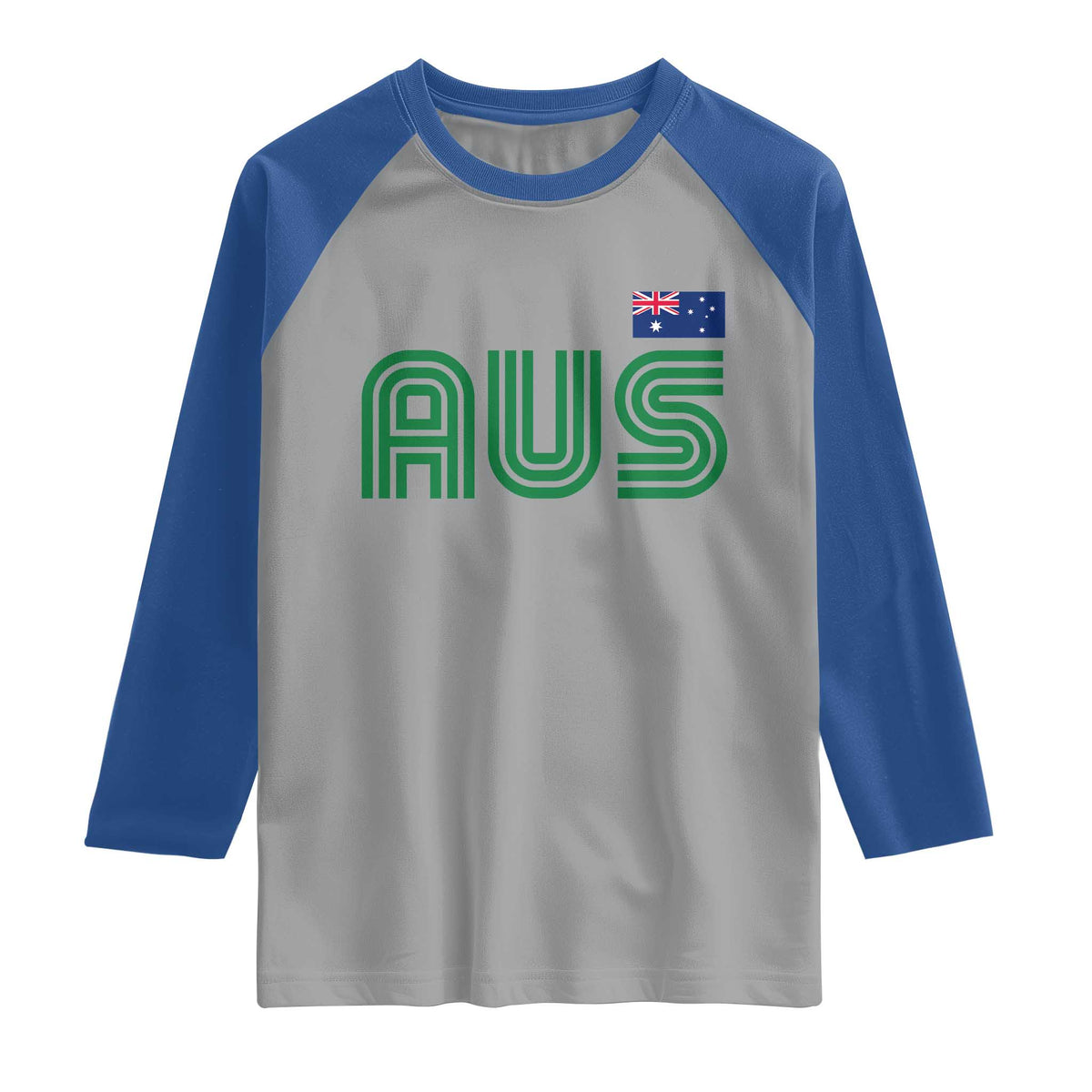 Retro Australia Raglan Shirt AUS Green Australian Flag Country Pride Graphic