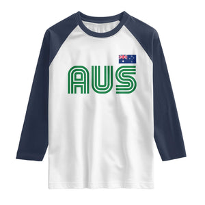 Retro Australia Raglan Shirt AUS Green Australian Flag Country Pride Graphic