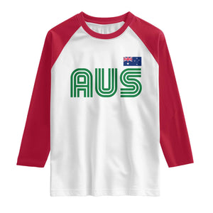 Retro Australia Raglan Shirt AUS Green Australian Flag Country Pride Graphic