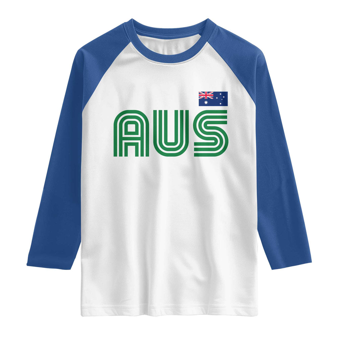 Retro Australia Raglan Shirt AUS Green Australian Flag Country Pride Graphic