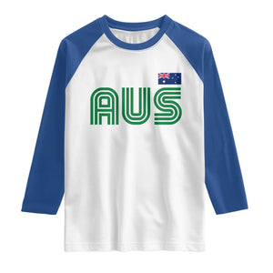 Retro Australia Raglan Shirt AUS Green Australian Flag Country Pride Graphic