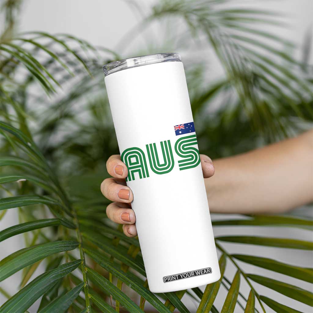 Retro Australia Skinny Tumbler AUS Green Australian Flag Country Pride Graphic