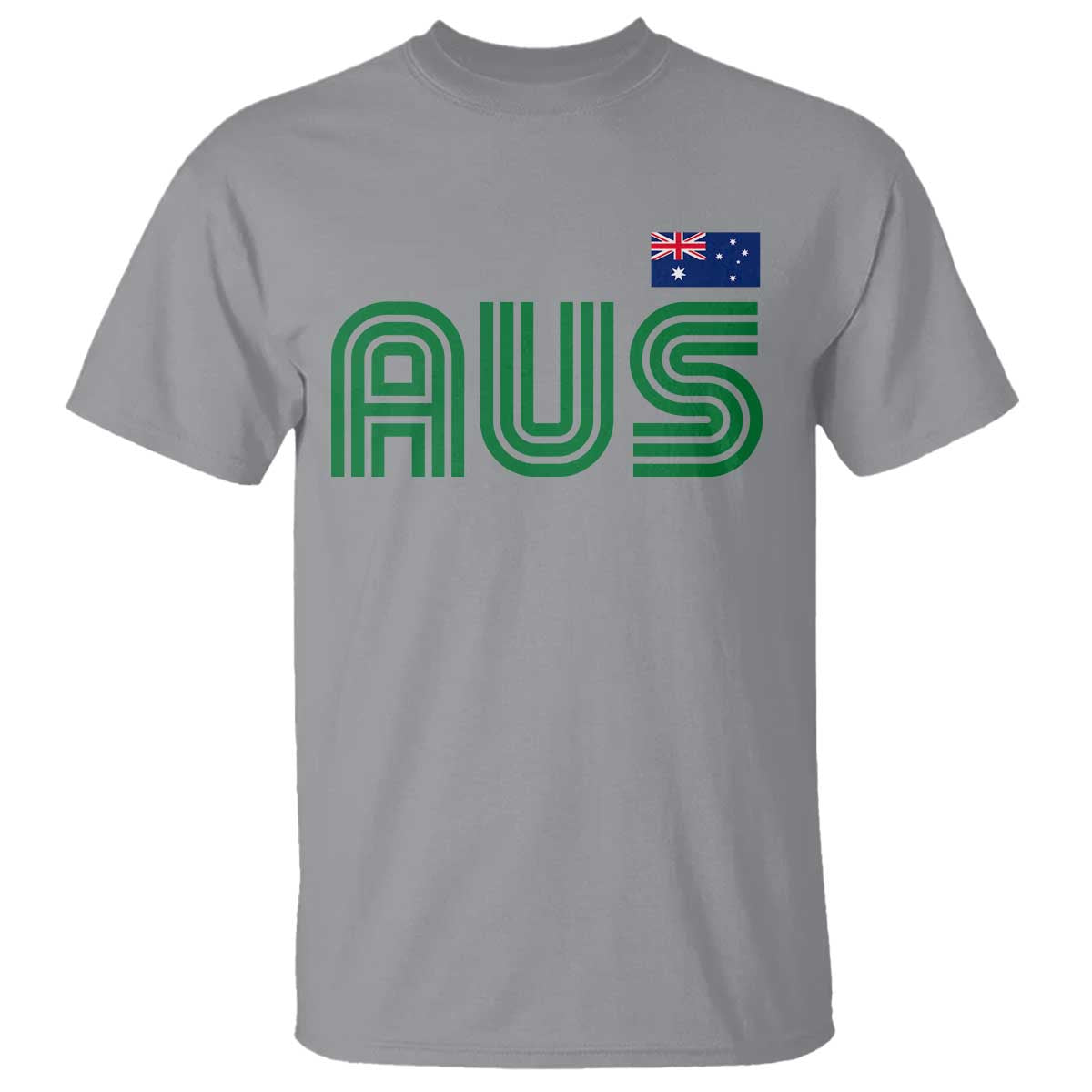Retro Australia T Shirt AUS Green Australian Flag Country Pride Graphic