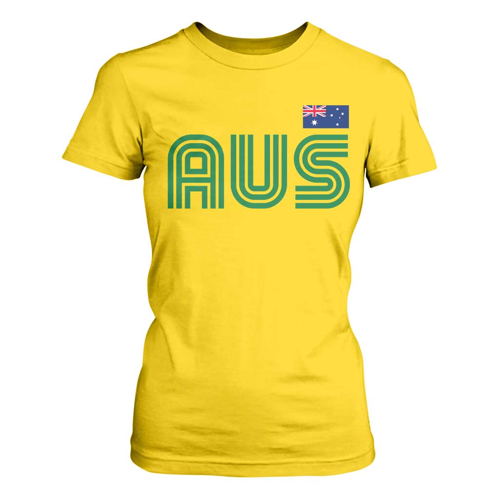 Retro Australia T Shirt For Women AUS Green Australian Flag Country Pride Graphic