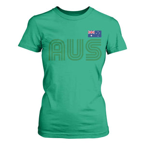 Retro Australia T Shirt For Women AUS Green Australian Flag Country Pride Graphic